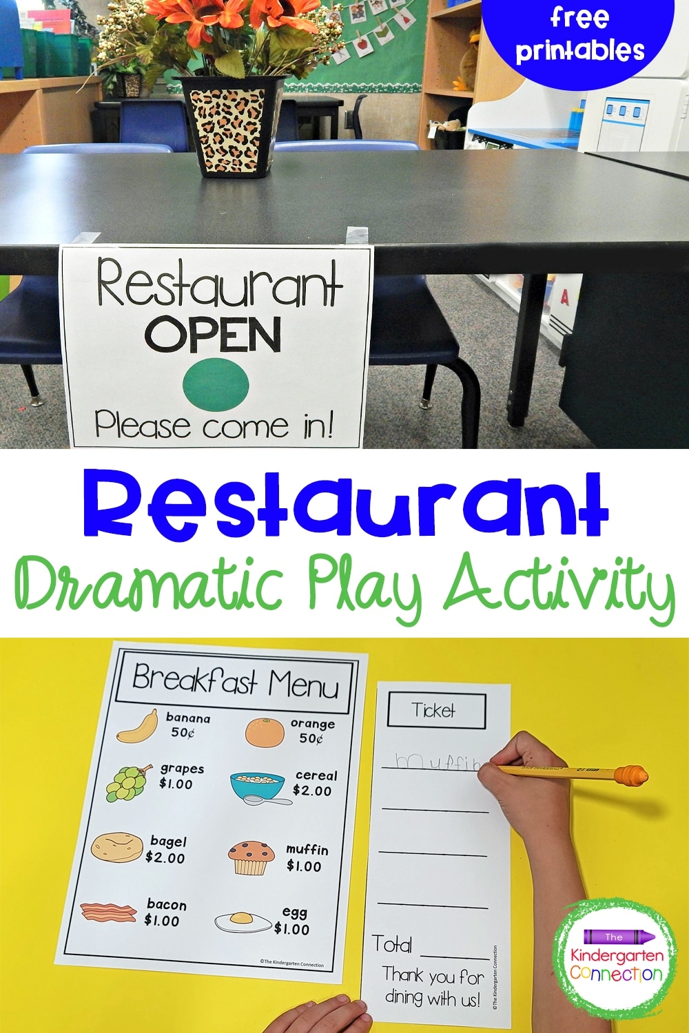 Restaurant Dramatic Play Activity And FREE Printables