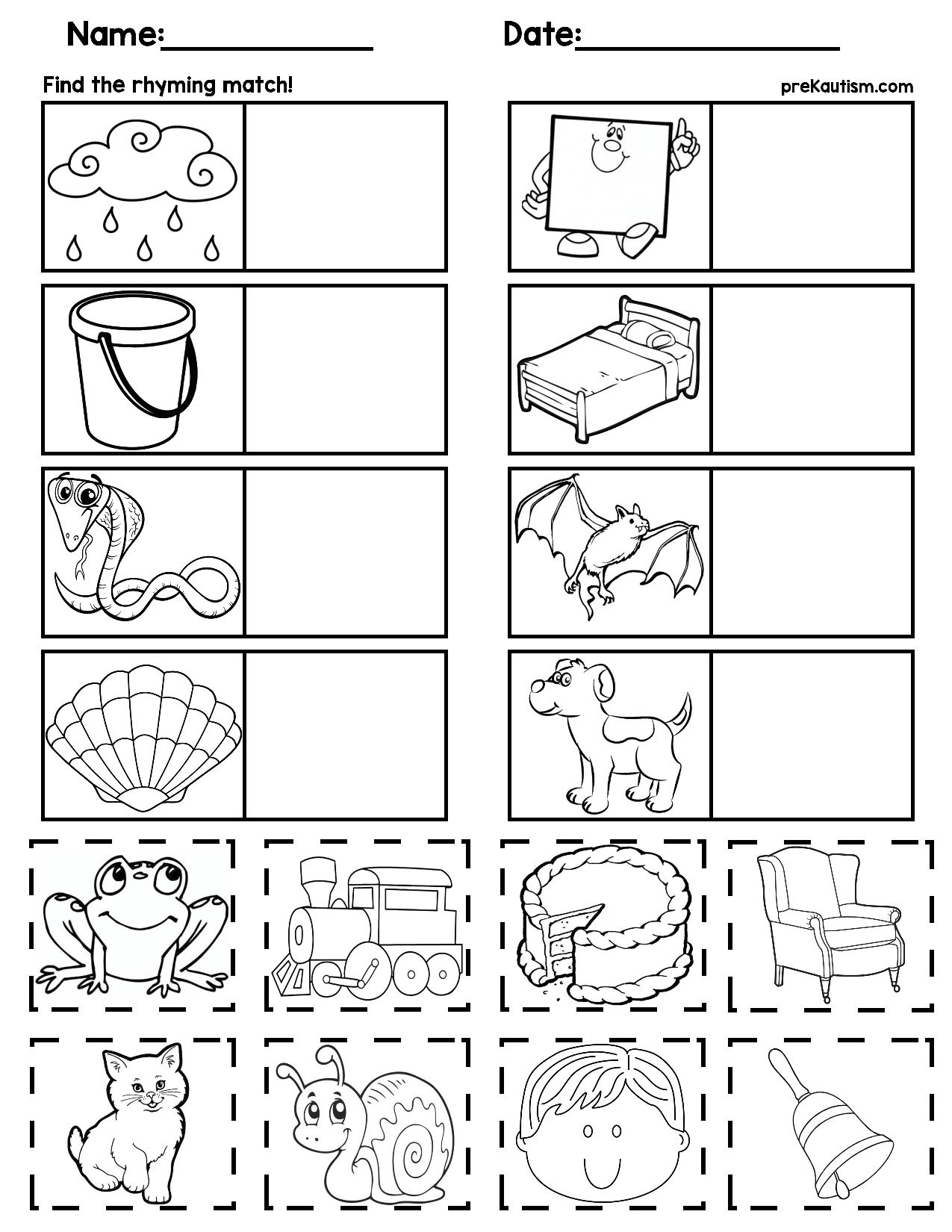 Rymying Worksheets Free Kindergarten