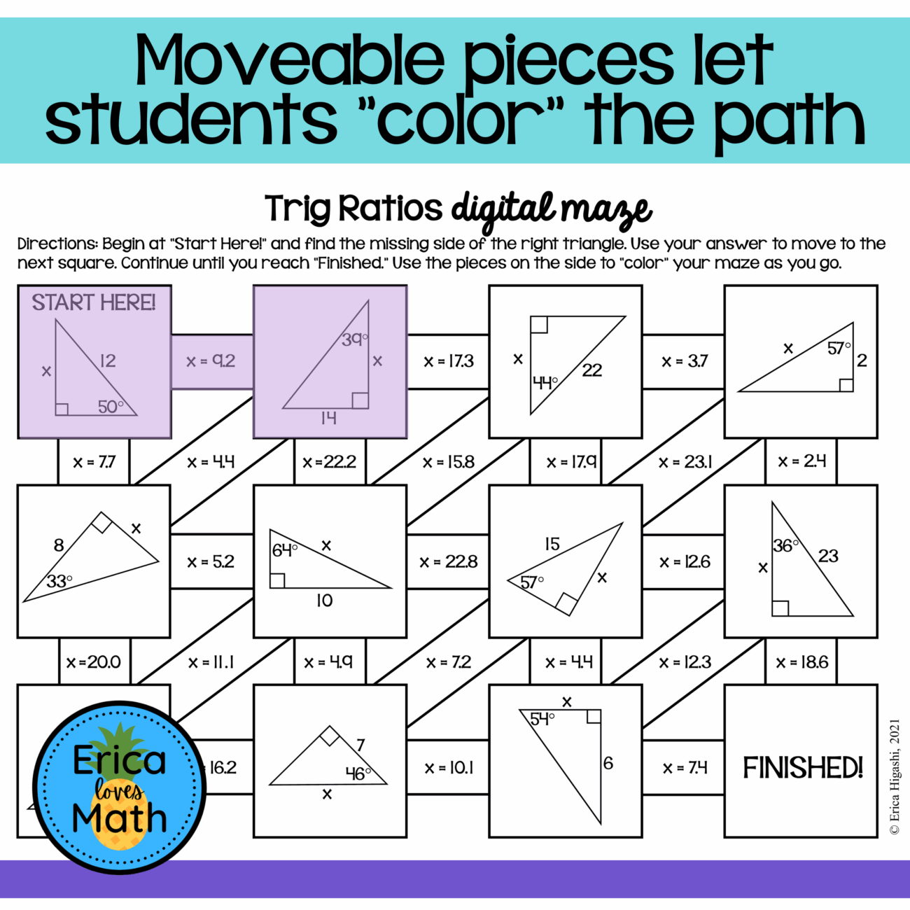 Right Triangle Trig Ratios Digital Activity Maze Classful
