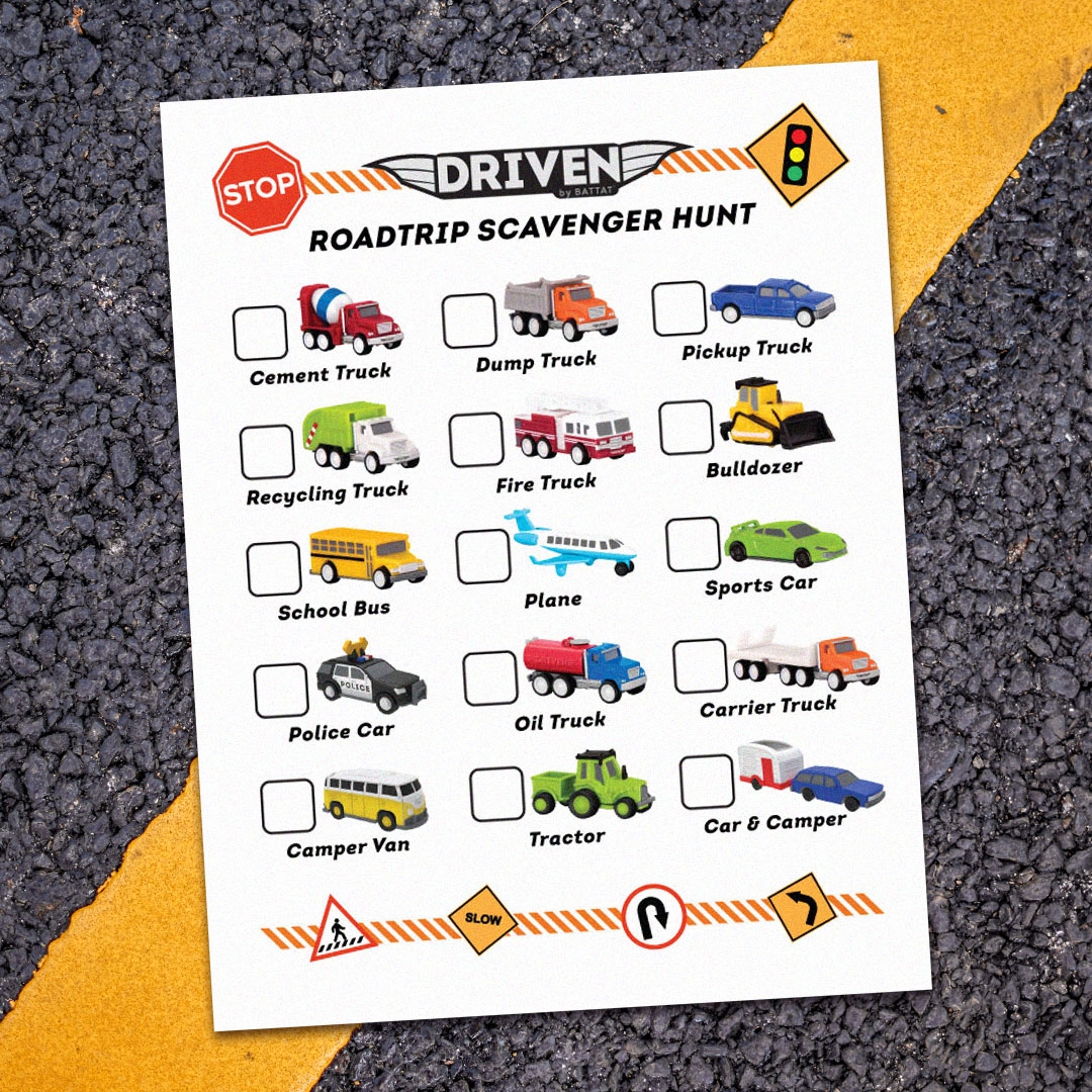 Road Trip Games For Kids Printable Scavenger Hunt u200d Driven By Battat