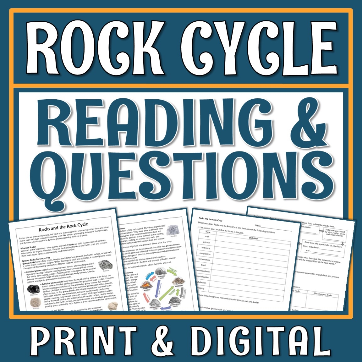 Rock Cycle Reading And Questions Flying Colors Science