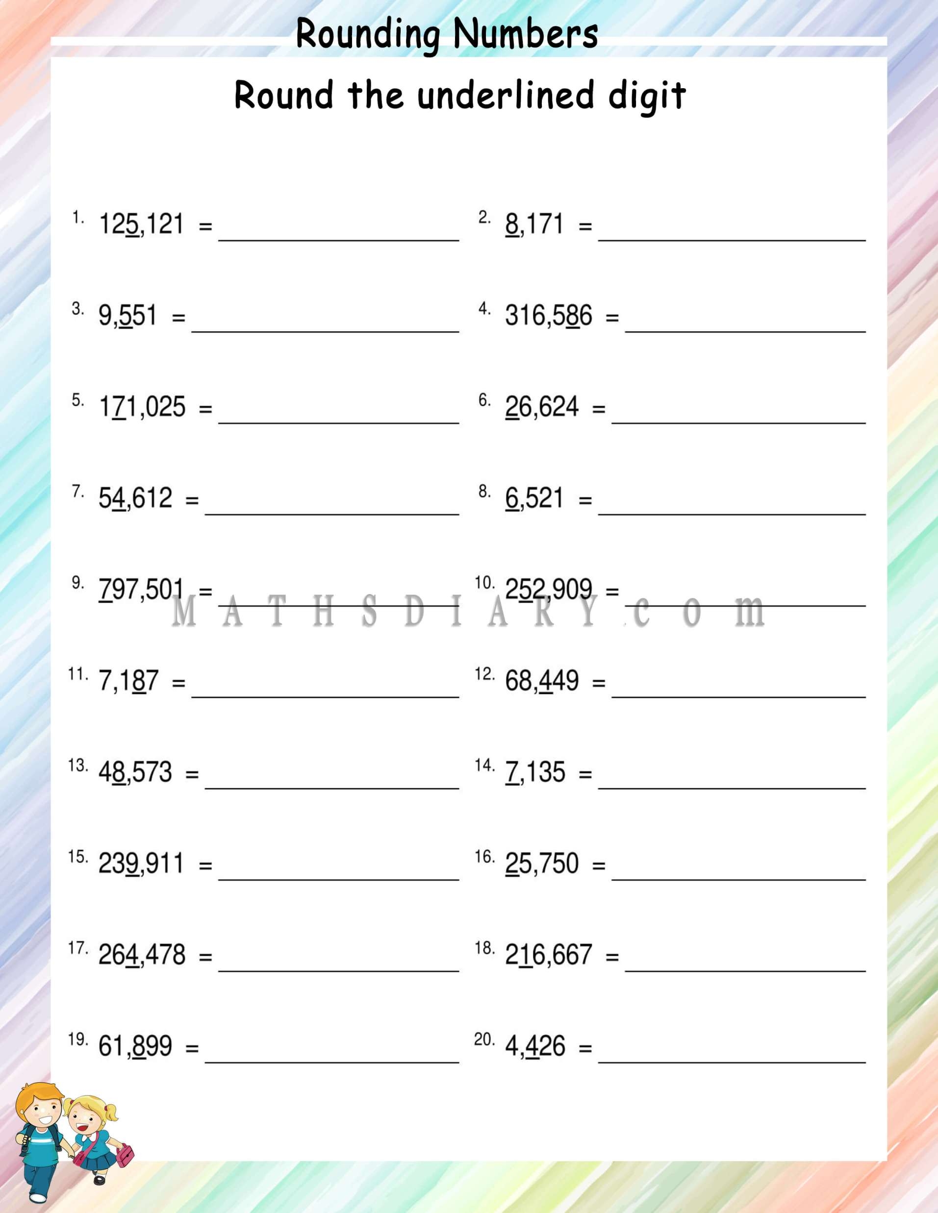 Rounding Numbers Math Worksheets MathsDiary Worksheets Library
