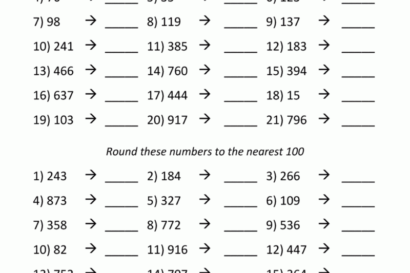 Round Off Math Worksheets