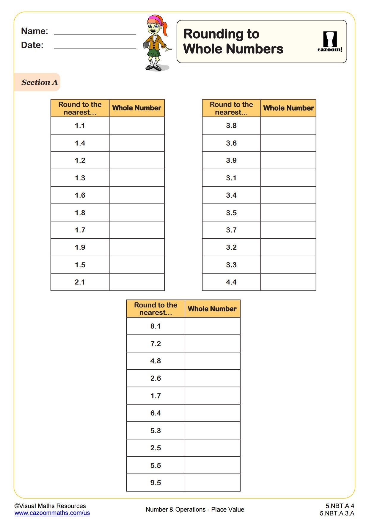 Free Printable Worksheets Rounding Whole Numbers