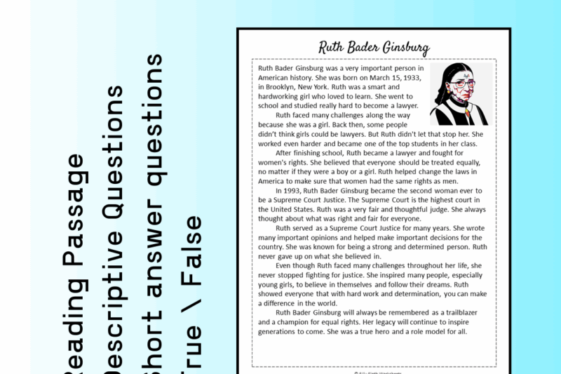Ruth Bader Ginsburg Reading Comprehension Worksheets