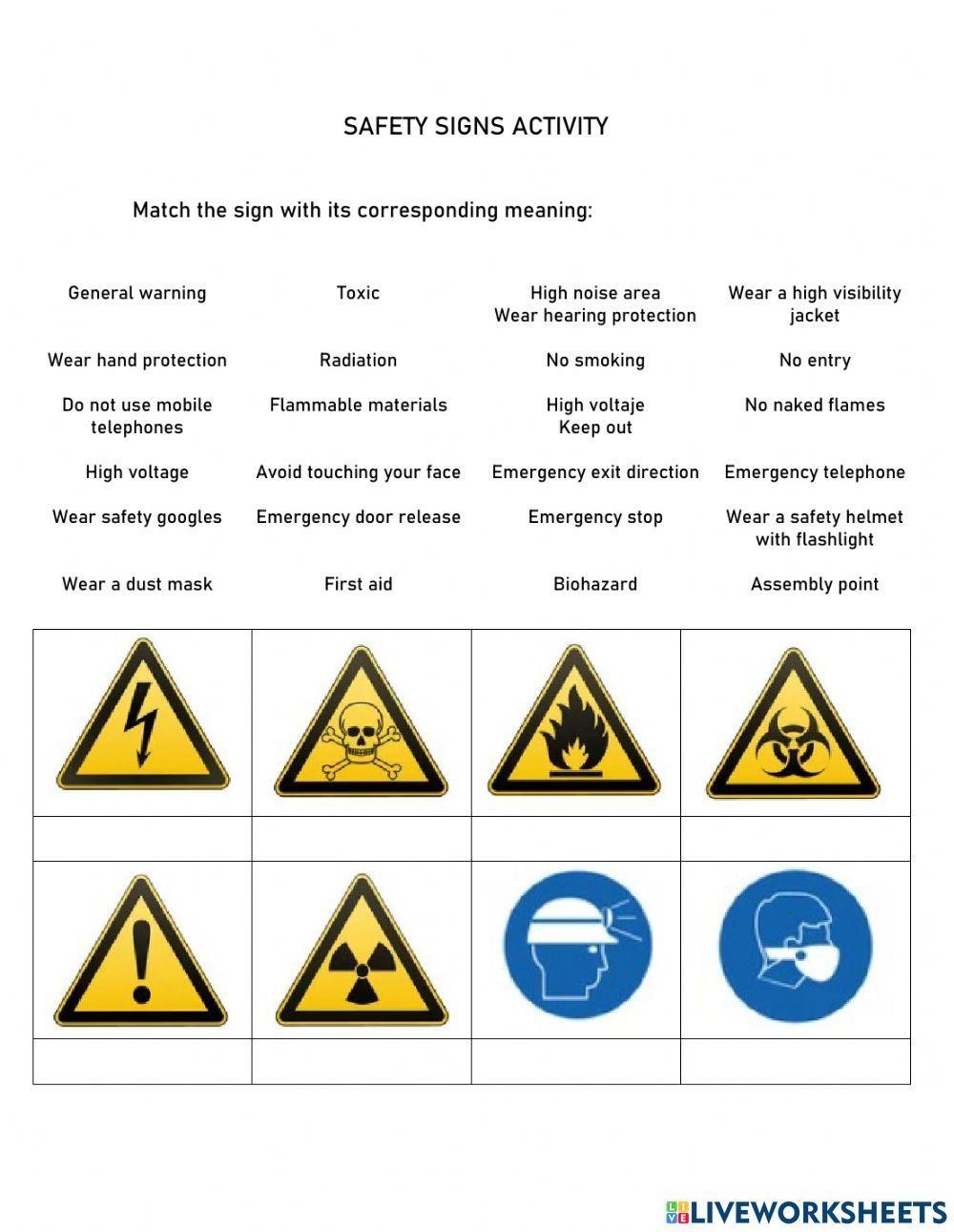 Safety Signs Activity Worksheet Live Worksheets Worksheets Library Safety Signs Activity Worksheet Live Worksheets Worksheets Library