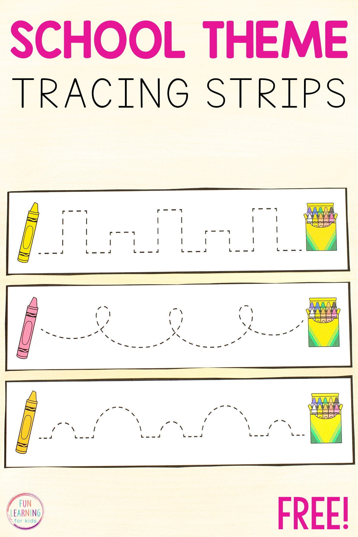 School Theme Tracing Strips For Pre Writing Practice