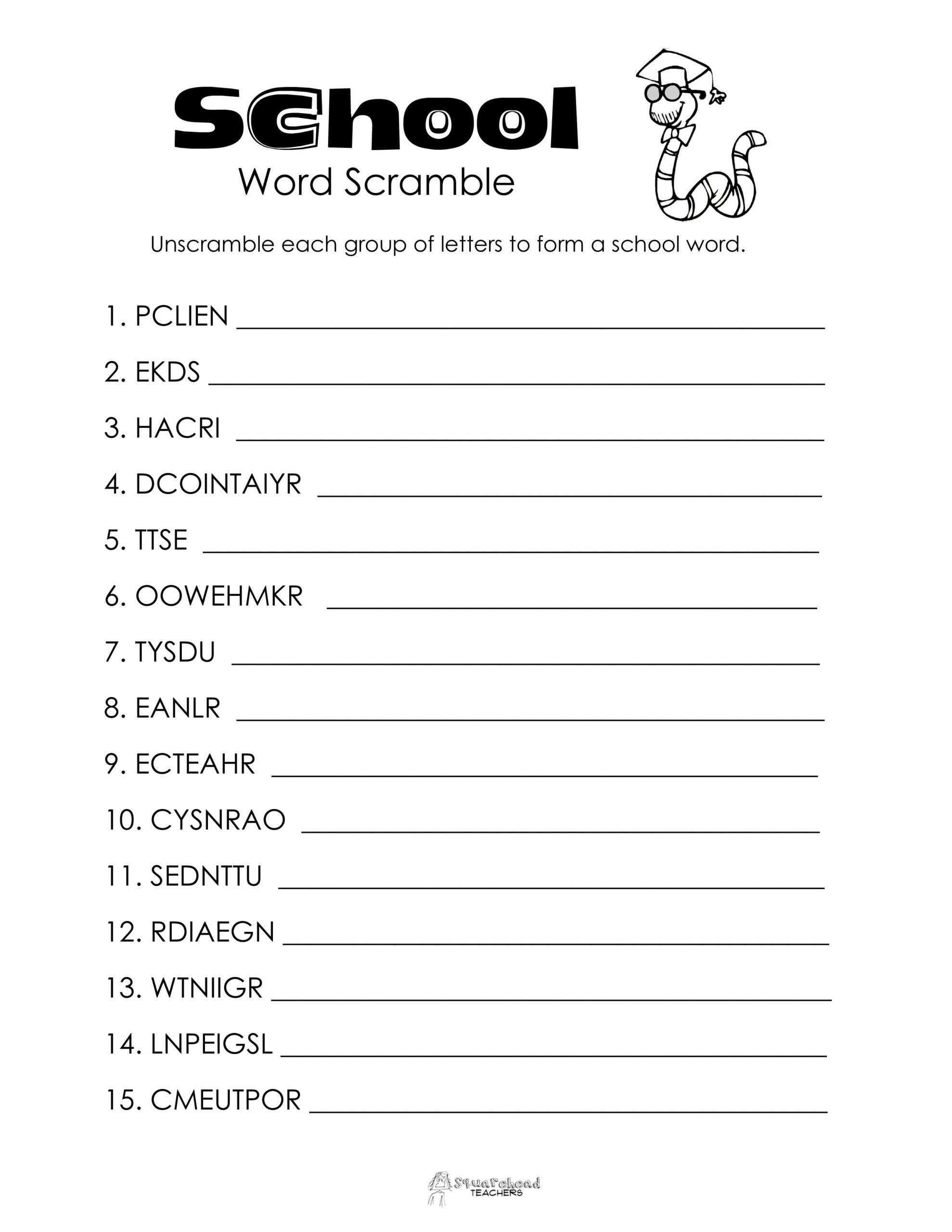School Word Scramble Unscramble Words Jumbled Words Super 