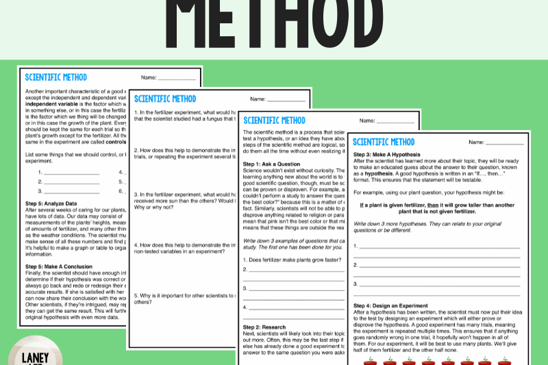 Scientific Method Reading Comprehension Worksheet