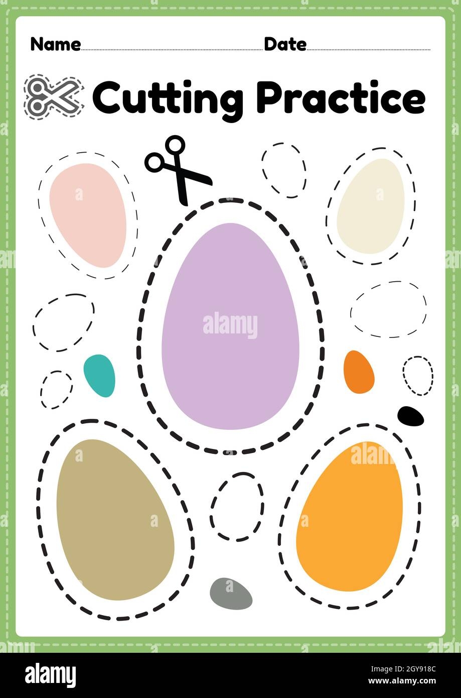 Scissor Practice Sheets For Preschool Kids To Cut The Paper With Scissors To Improve Motor Skills Coordination And Develop Small Muscles For Kinderga Stock Photo Alamy