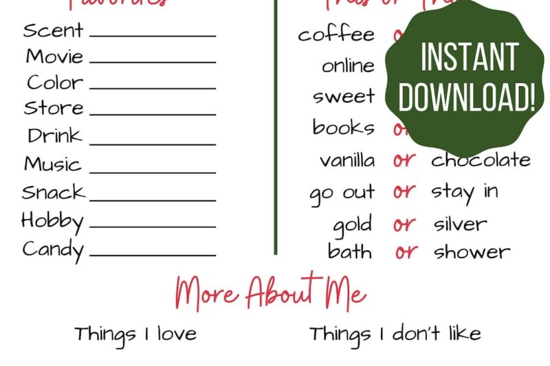 Free Printable Secret Santa Worksheets