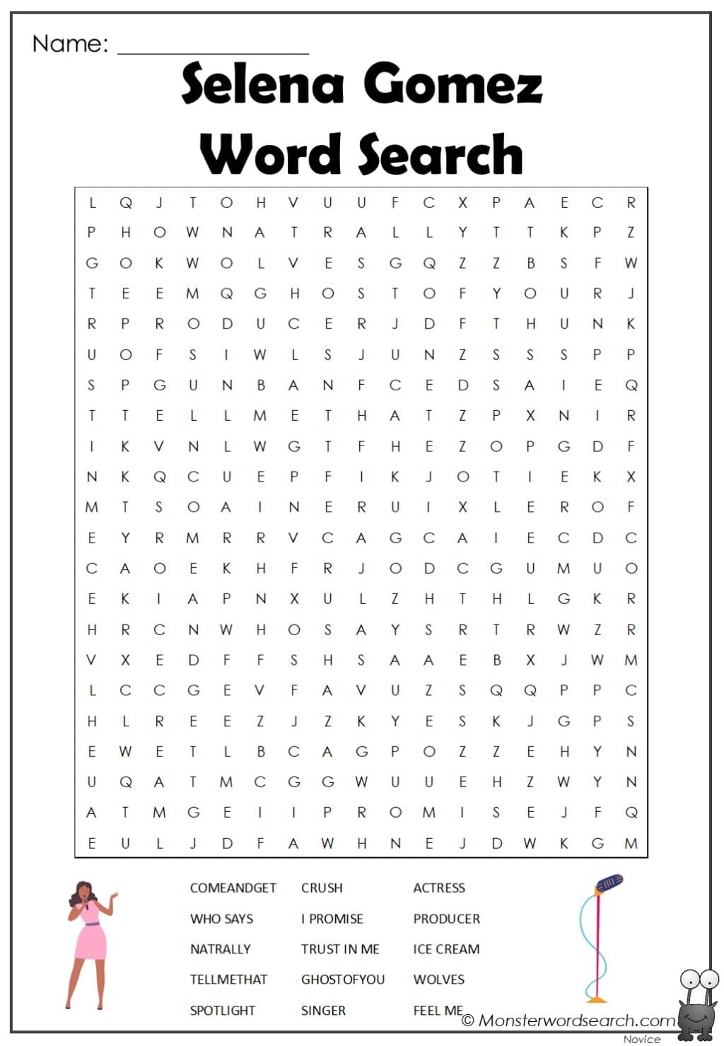 Selena Gomez Reading Comprehension Worksheet
