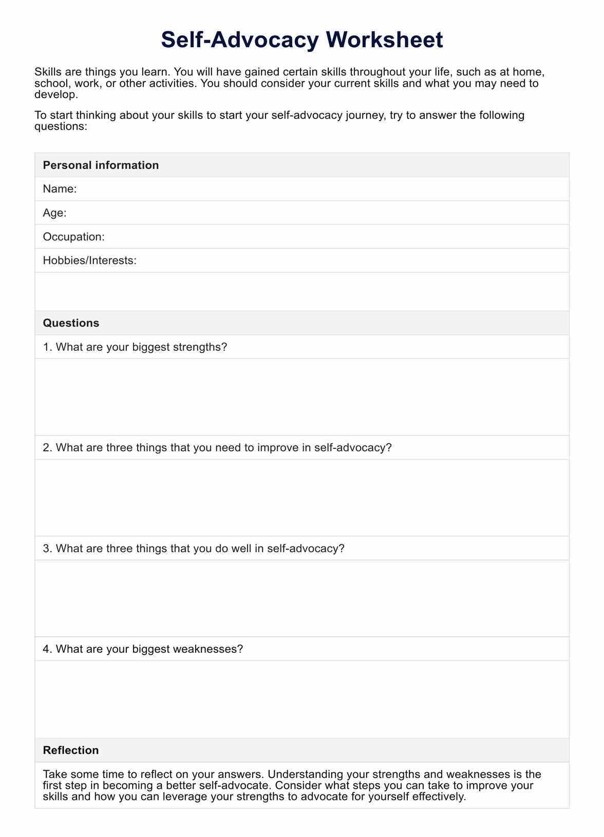 Self Advocacy Worksheet U0026 Example Free PDF Download Self Advocacy Worksheet U0026 Example Free PDF Download
