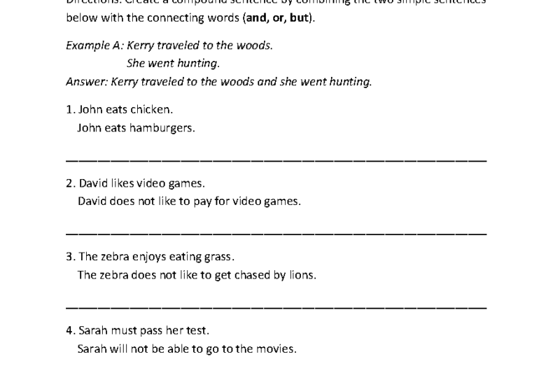 Free Printable Worksheets On Combining Sentences