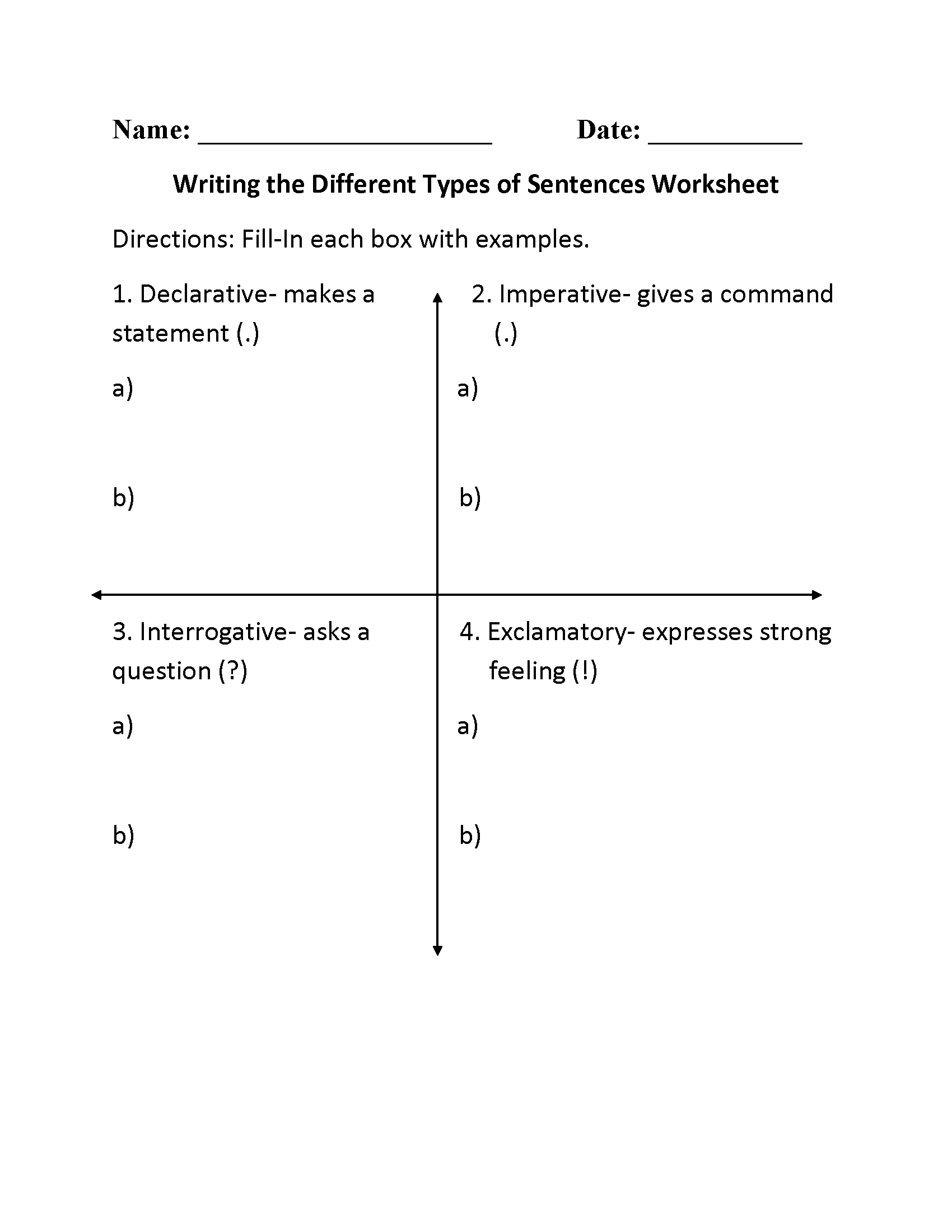 Free Printable Types Of Sentences Worksheets