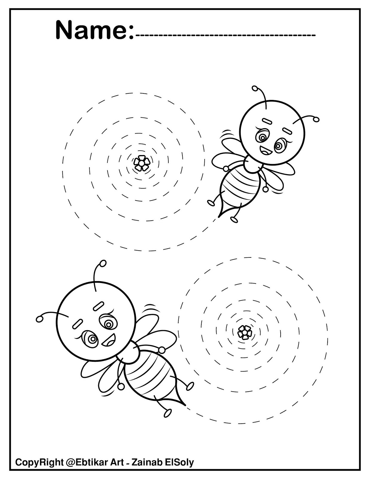 Set Of Fine Motor Tracing Bee Activity
