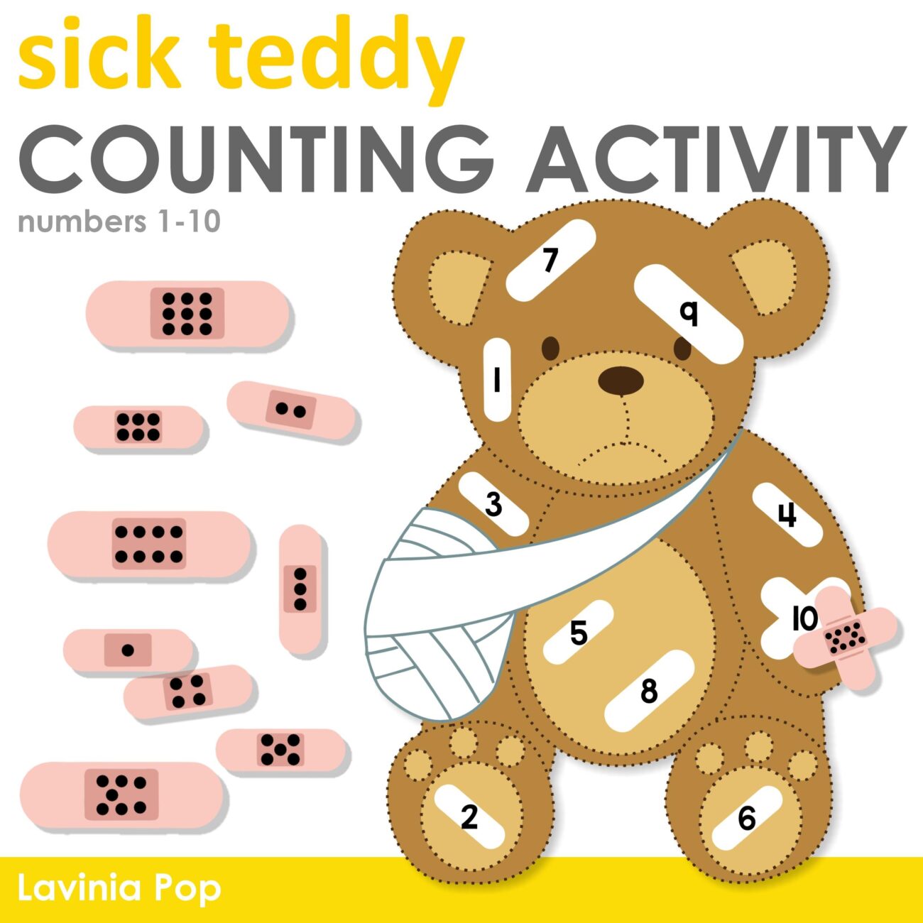 Sick Teddy Counting Printable Activity Dramatic Play Etsy UK