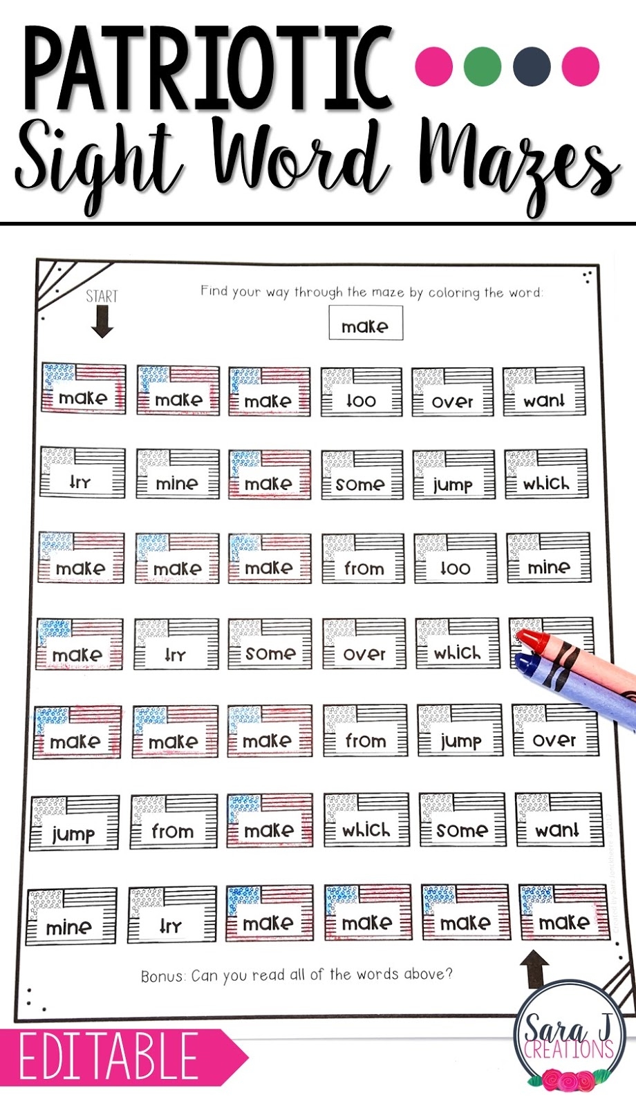 Sight Word Mazes For The Whole Year Sara J Creations