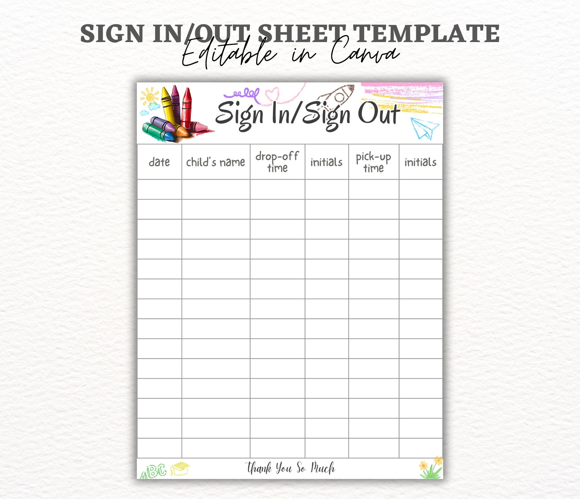 Printable Preschool Sign In Sheet