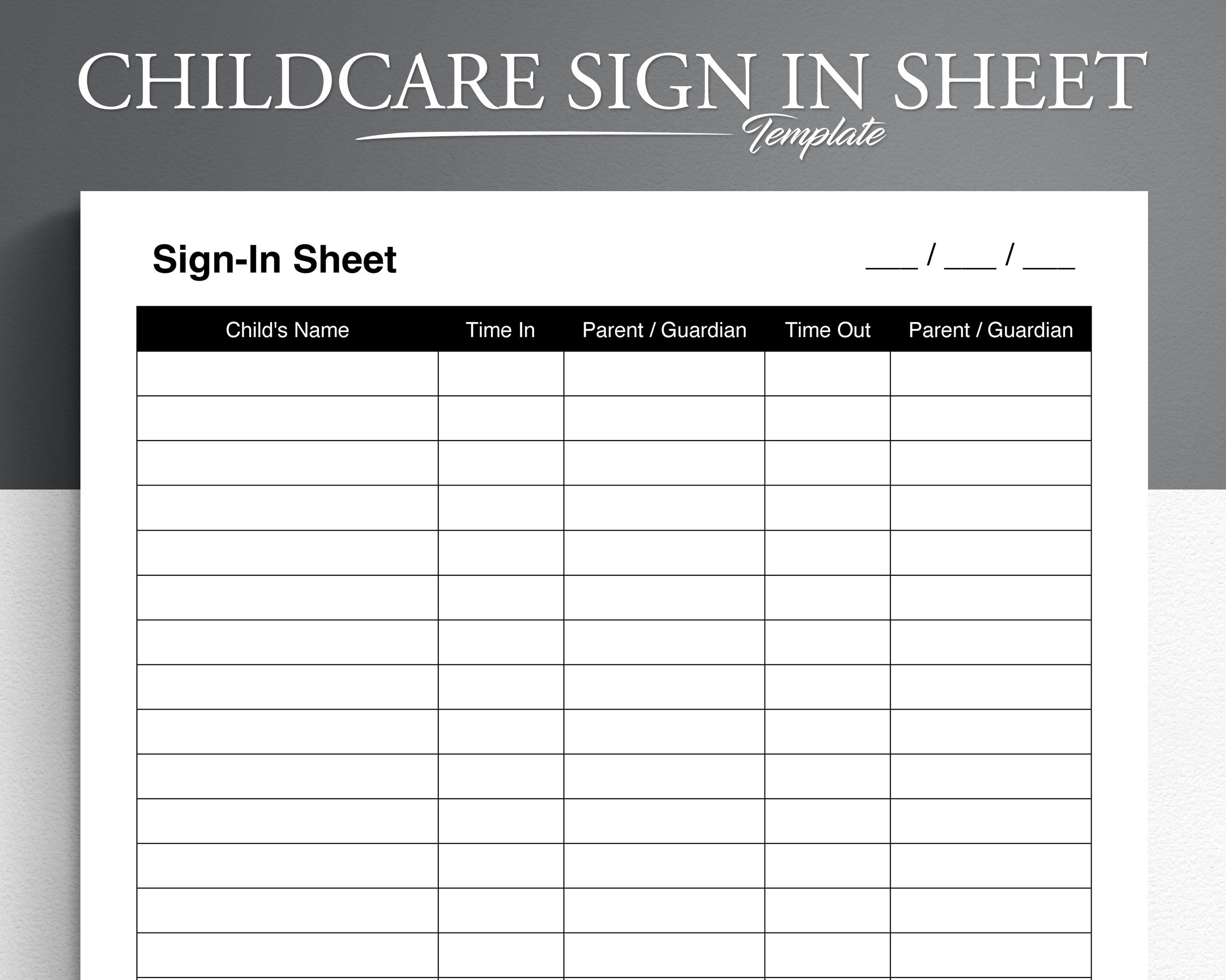 Sign In Sheet Template Preschool Etsy
