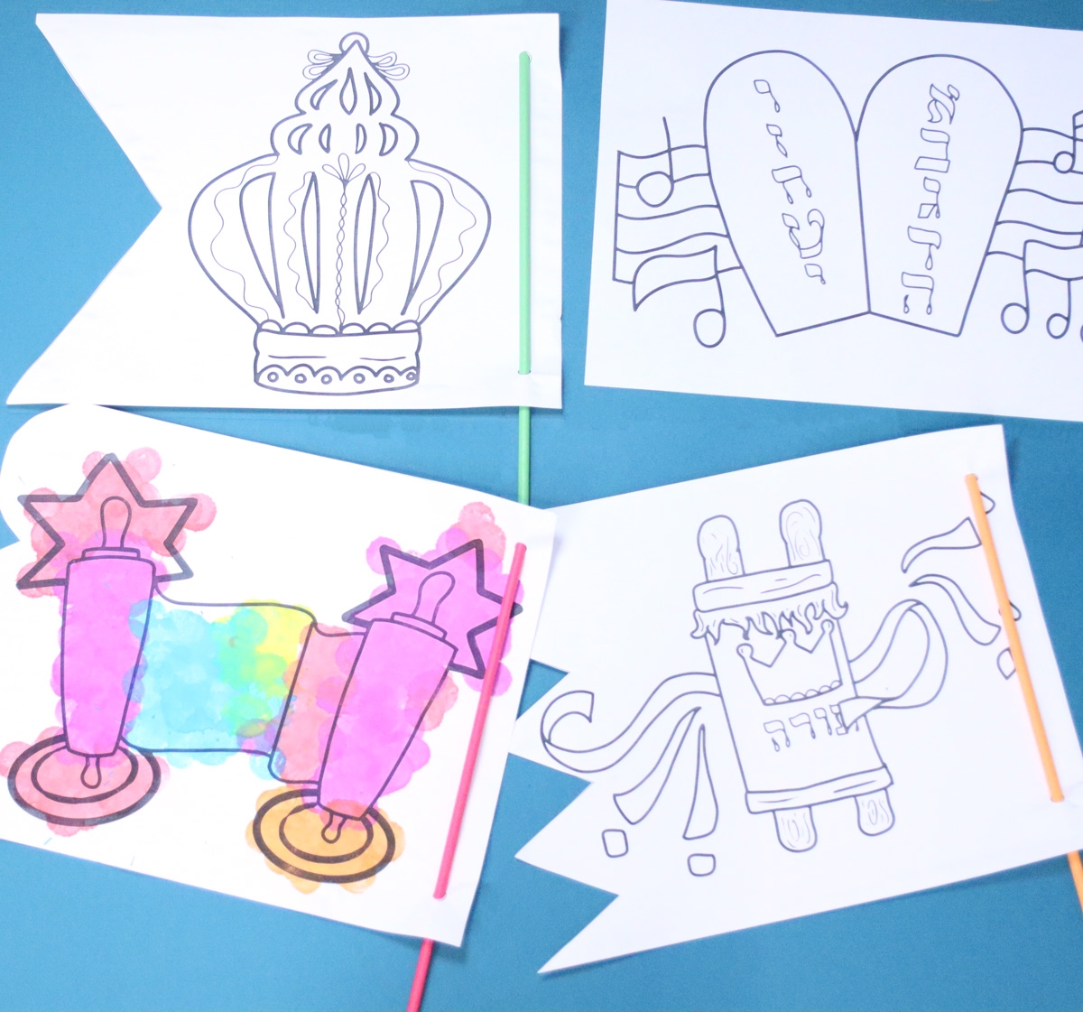 Simchat Torah Flags To Color U0026 Craft Jewish Moms U0026 Crafters