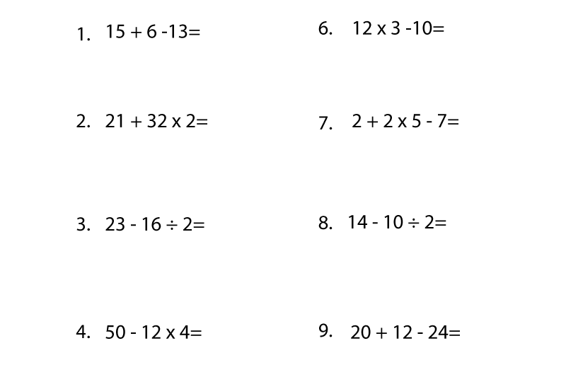 Free Printable Worksheets Order Of Operations