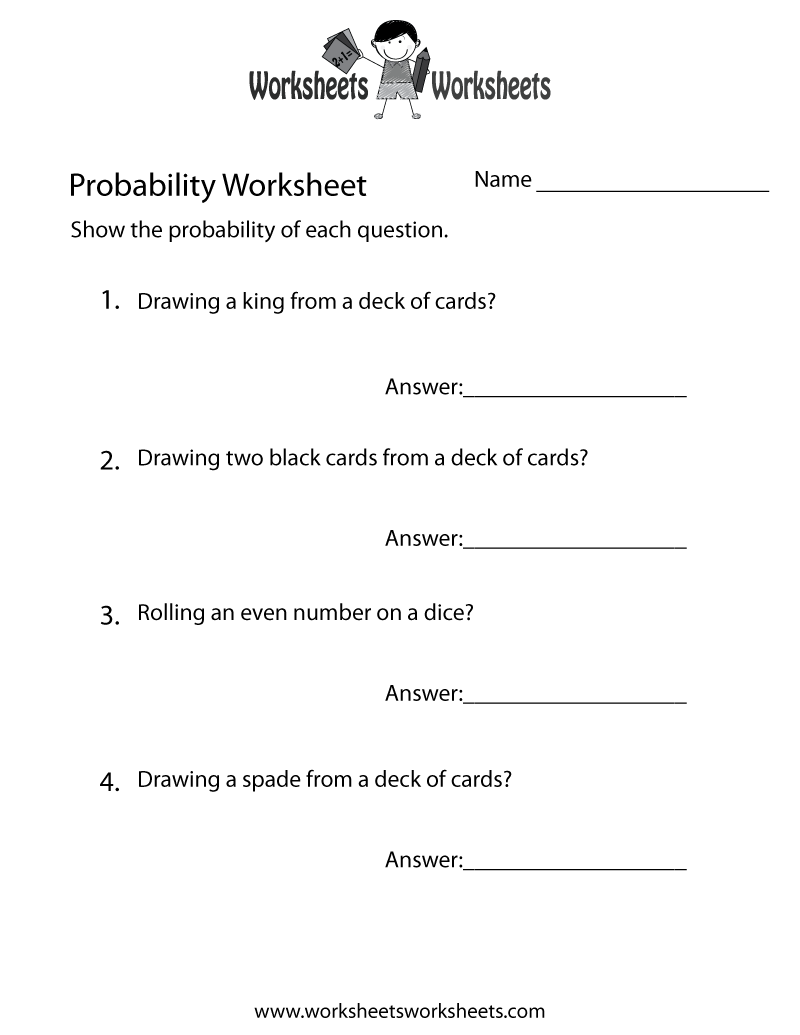 Simple Probability Worksheet Worksheets Worksheets