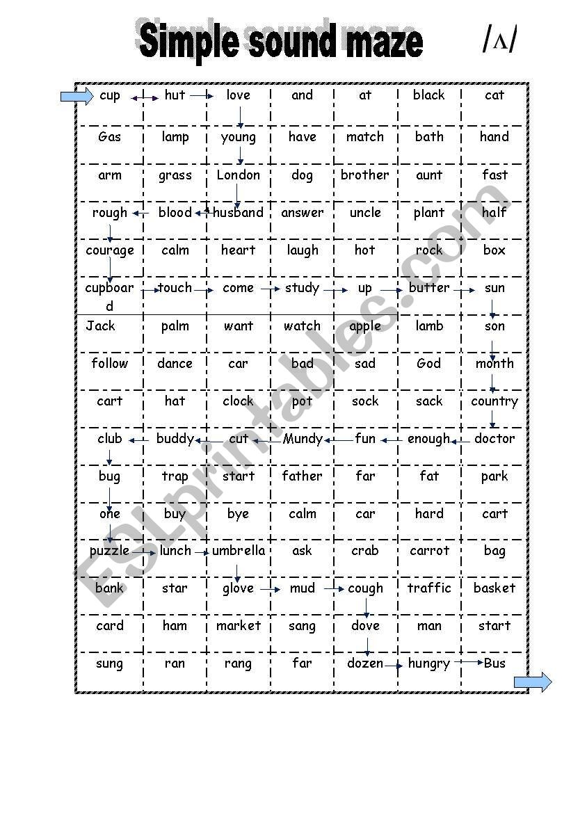 Simple Sound Maze ESL Worksheet By Gonana