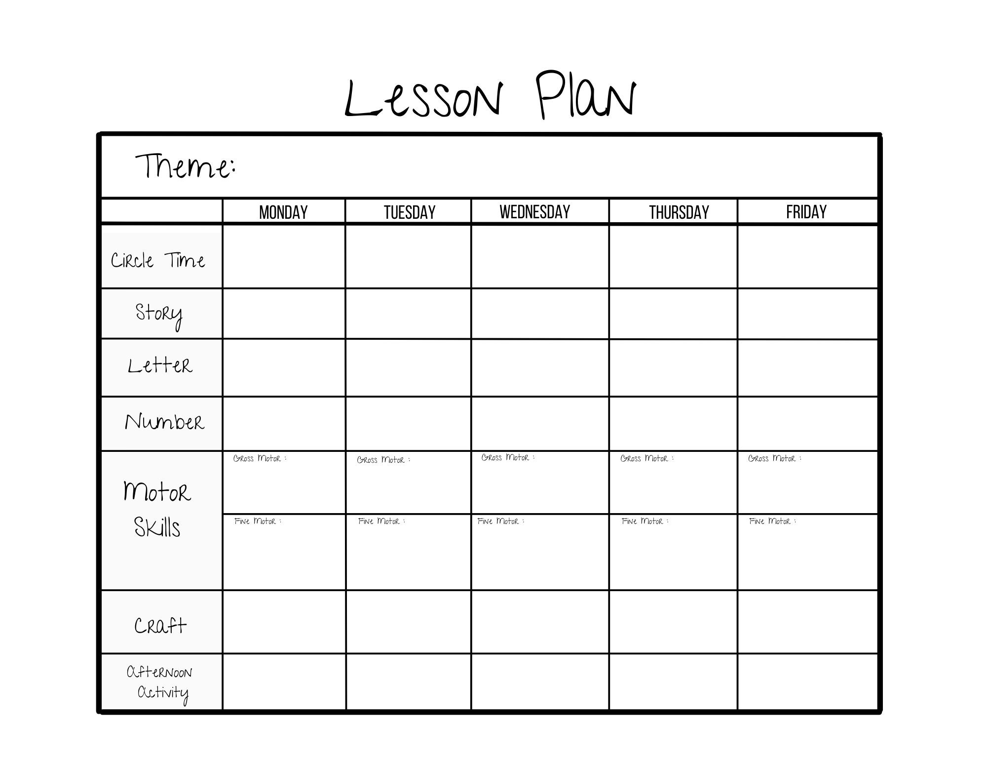 Simple Weekly Lesson Plan Template preschool prek Kindergarten daycare Homeschool instant Download pdf printable Etsy Sweden