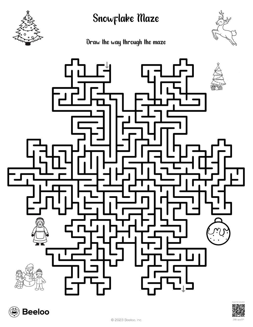 Snowflake Maze Beeloo Printable Crafts And Activities For Kids