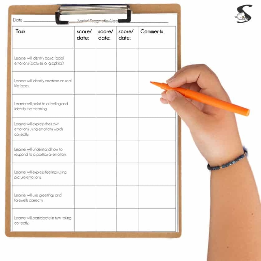 Social Pragmatic Goals Speech Therapy Free Printable Goal Sheets 