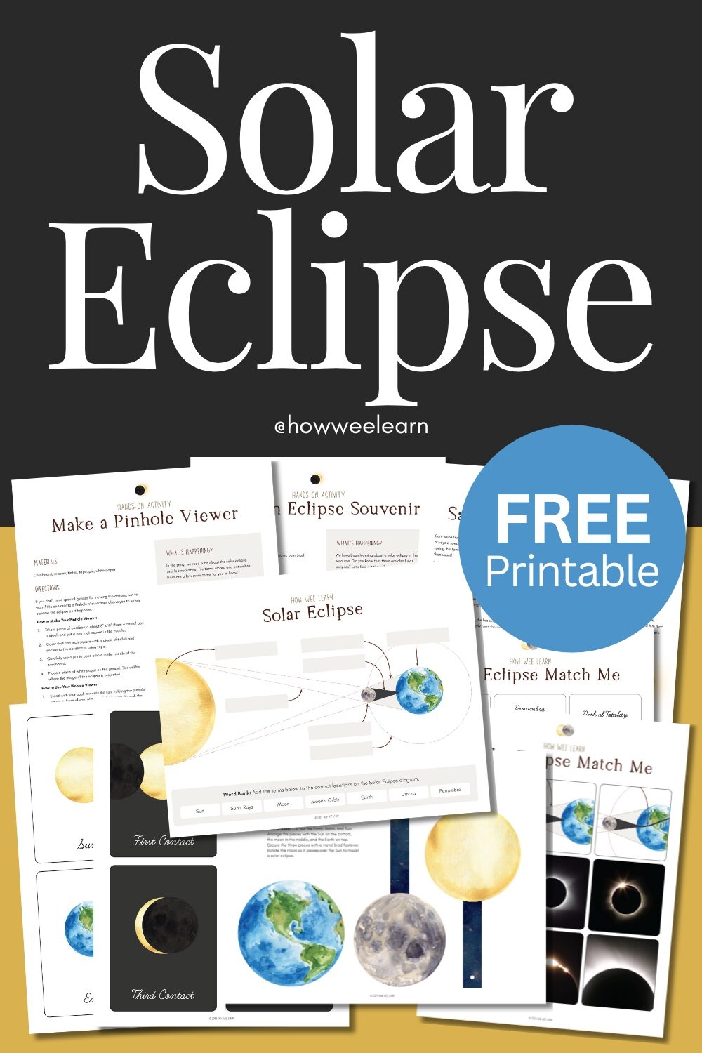 Solar Eclipse Activity Bundle For Kids Free Printable How Wee 