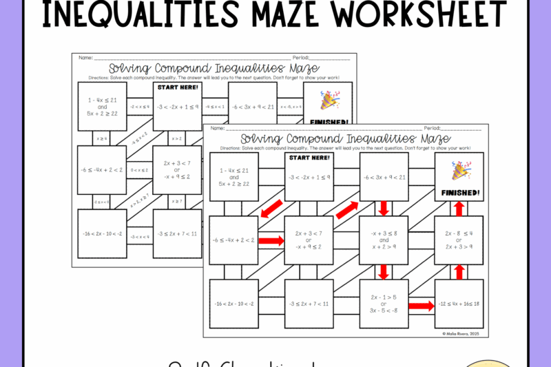 Solving Inequalities Maze Worksheet Answers