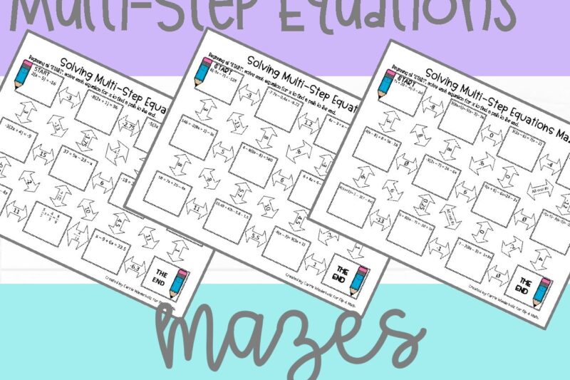 Two Stp Equation Maze Worksheets 8th Grade