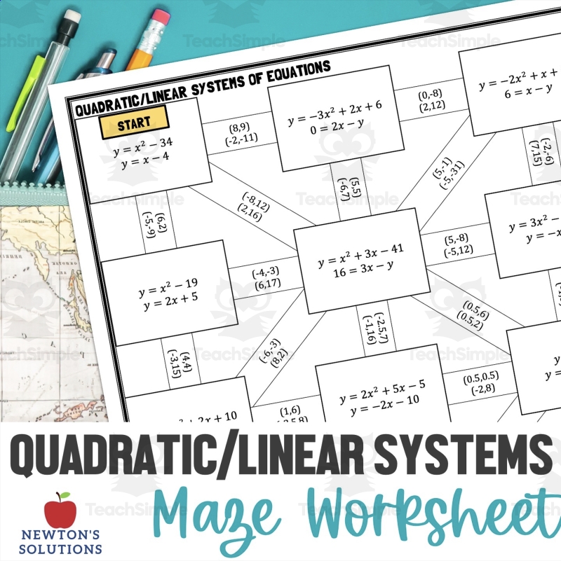 Solving Quadratic And Linear System Of Equations Maze