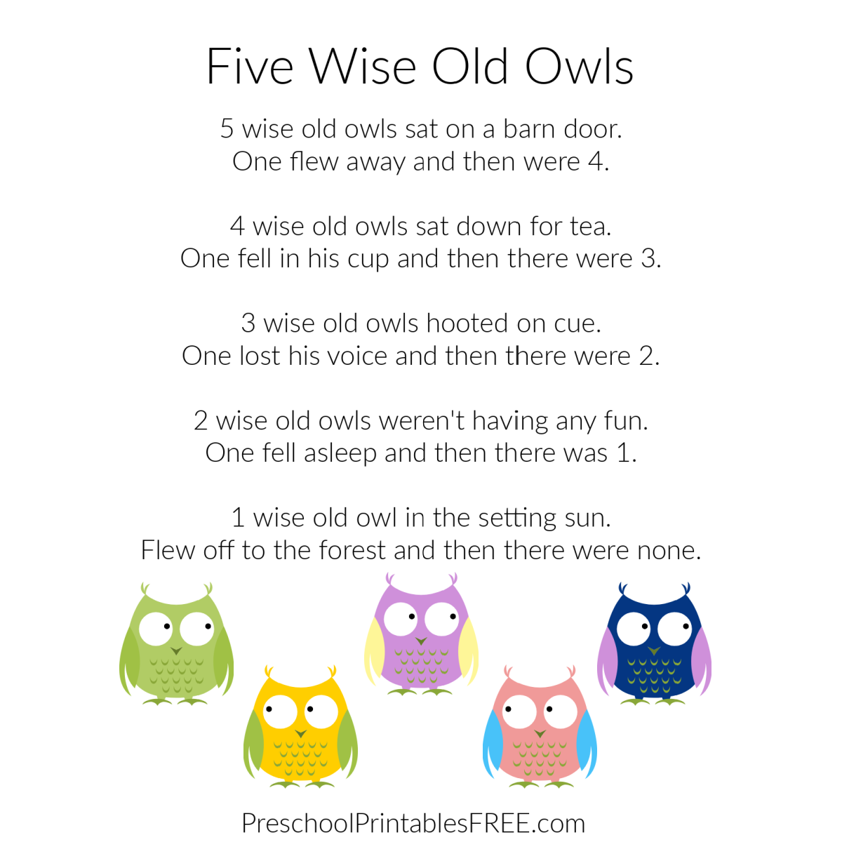 Songs And Rhymes Free Preschool Printables Songs And Rhymes Free Preschool Printables