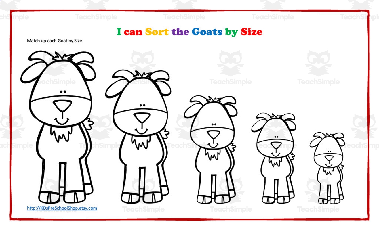 Sort Goats By Size Worksheet By Teach Simple