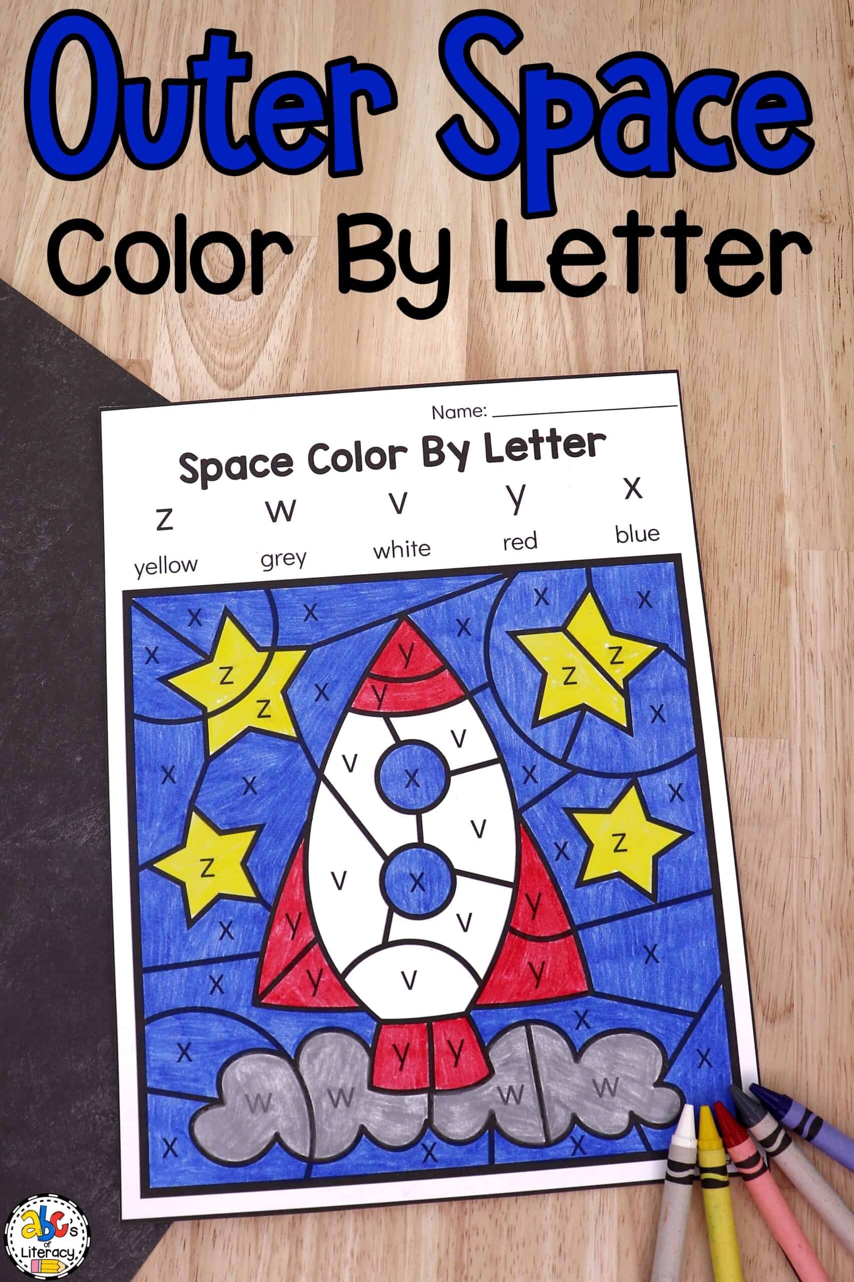 Space Color By Letter Worksheets