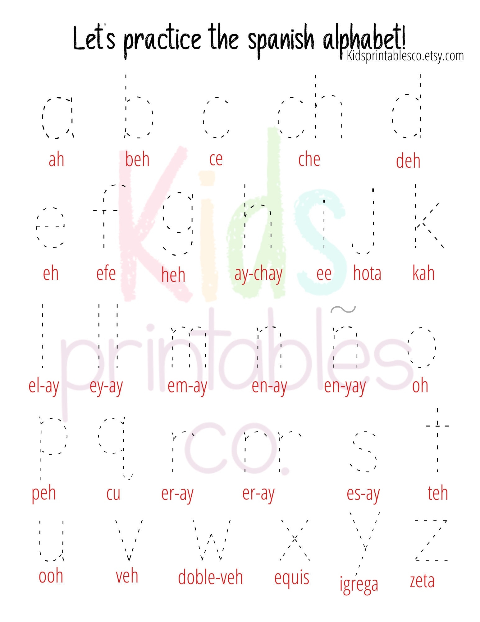 SPANISH Alphabet Tracing Letter Writing Practice