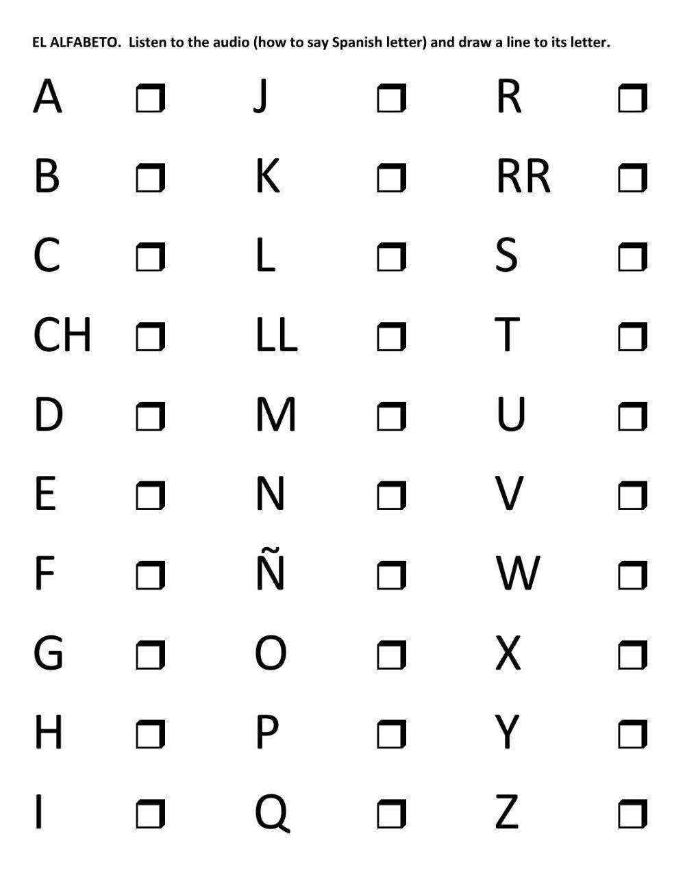 Spanish Alphabet Worksheet