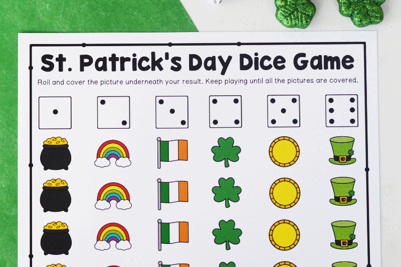 Preschool Dice Games Printable