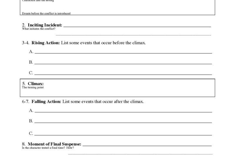 Reading Comprehension Plot Worksheets