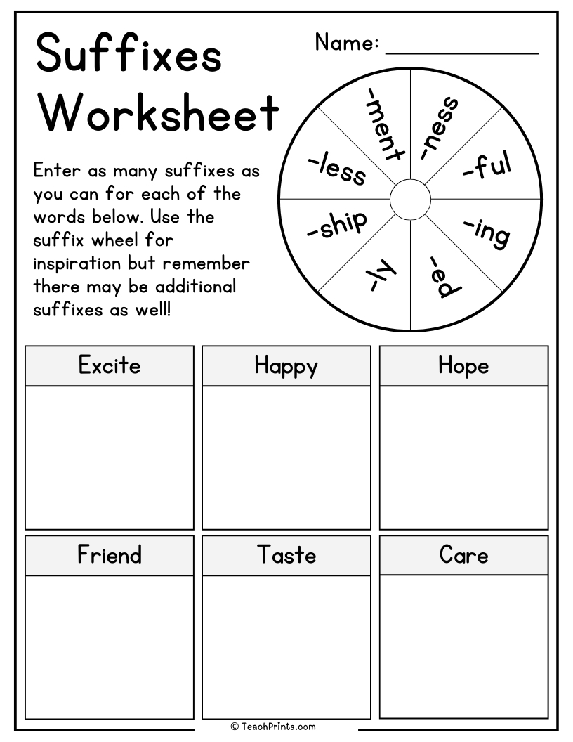 Suffix Worksheets 10 Free PDF Printables Teach Prints Suffix Worksheets 10 Free PDF Printables Teach Prints