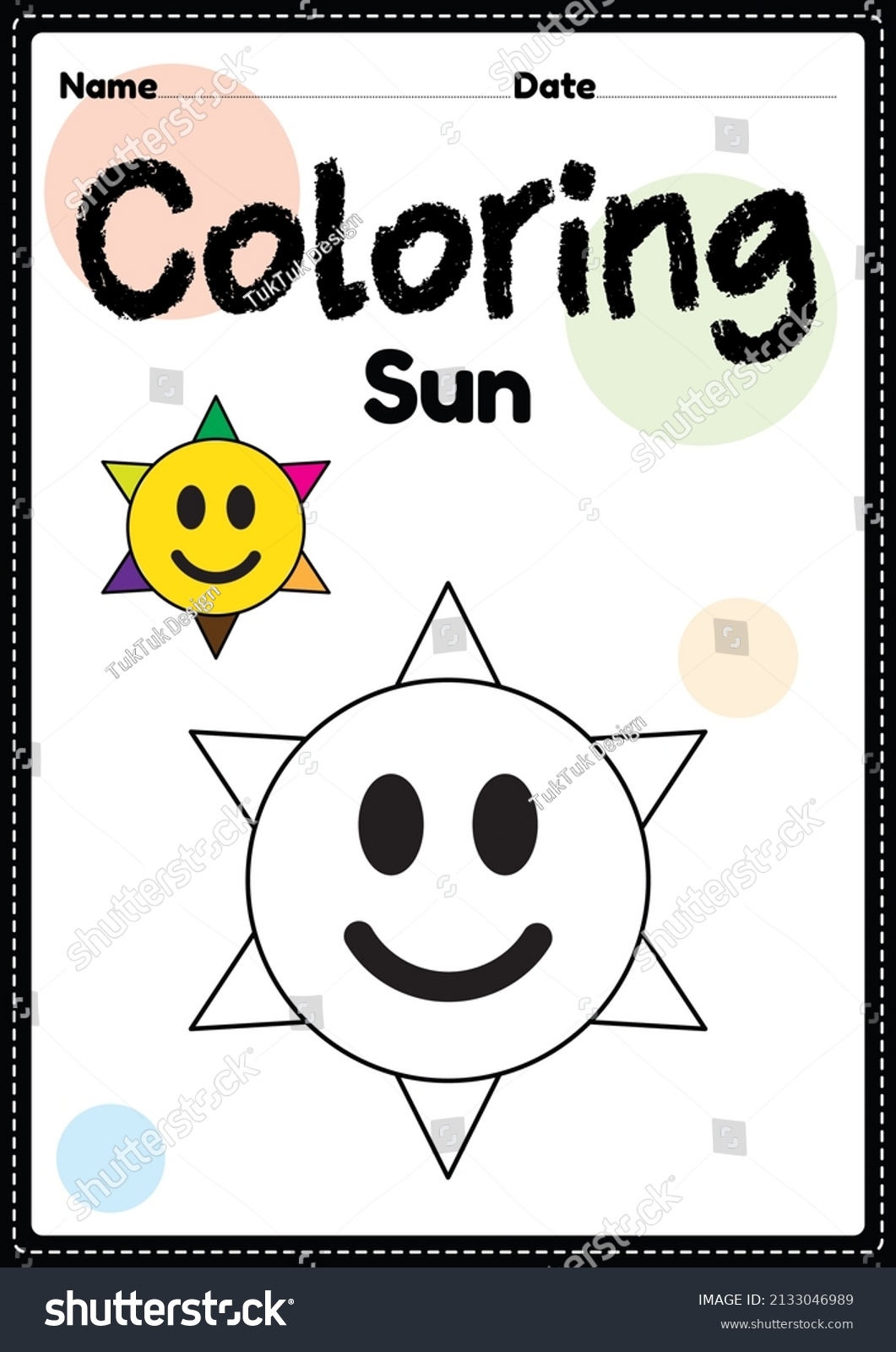 Sun Coloring Page Picture Worksheet Preschool Stock Illustration 2133046989 Shutterstock