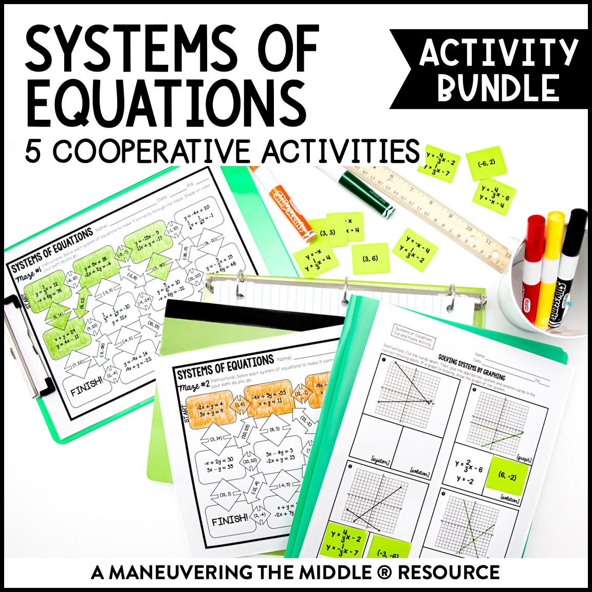 Systems Of Equations Activity Bundle 8th Grade Maneuvering The Middle