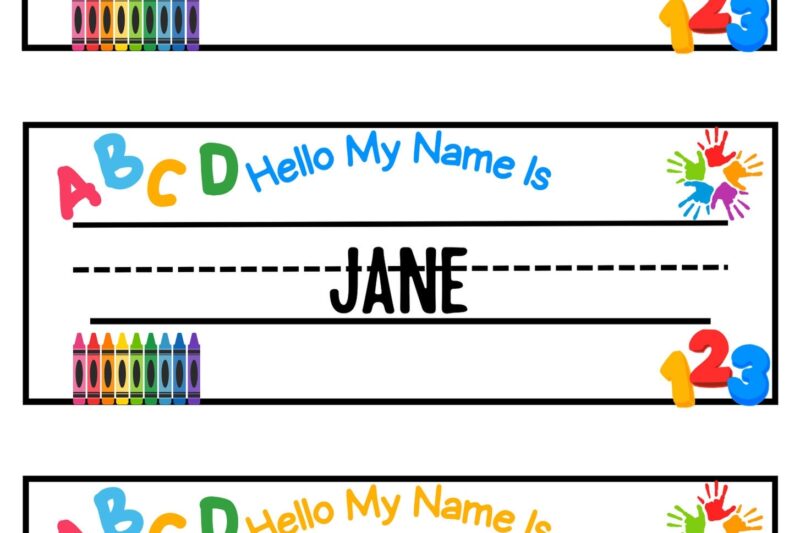 Printable Name Tags For Preschool Pinterest