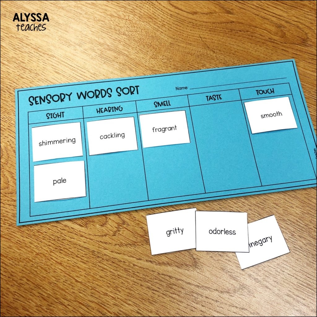 Teaching Students To Identify Sensory Words Alyssa Teaches