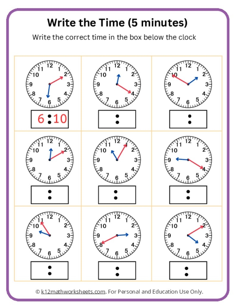 Telling Time Worksheets