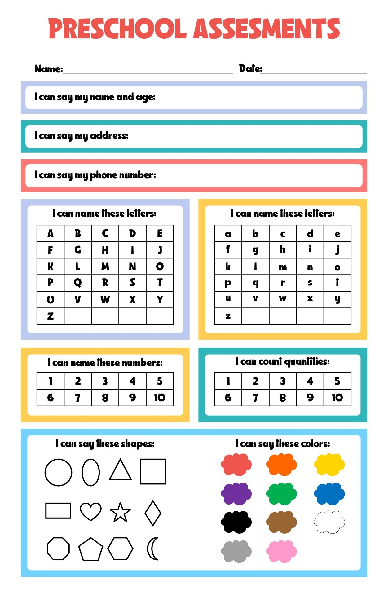 Templates Preschool Assessment 10 Free PDF Printables Printablee Templates Preschool Assessment 10 Free PDF Printables Printablee