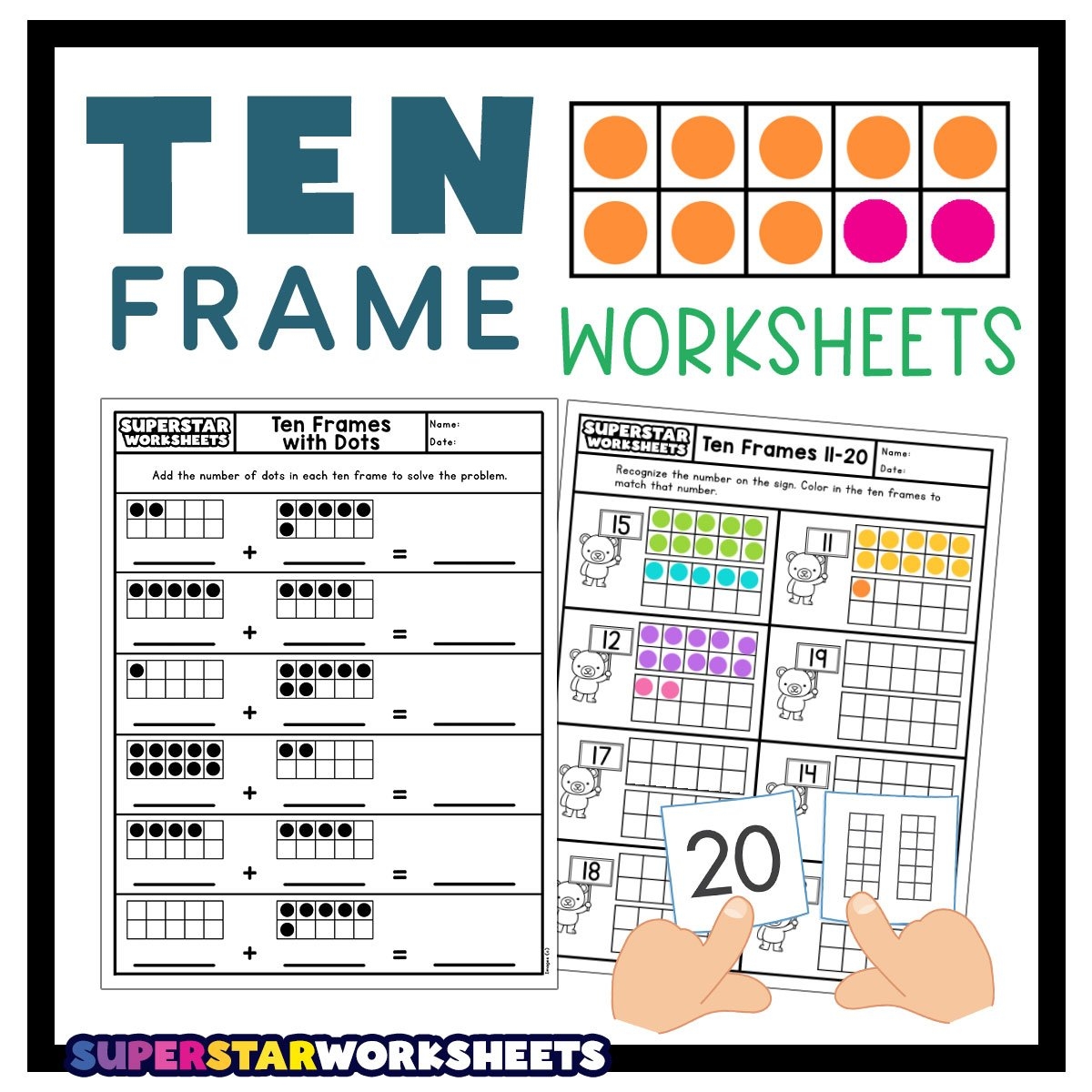 Kindergarten Ten Frame Math Worksheets